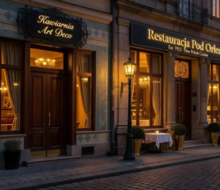 Elegancka sala restauracyjna przygotowana na wieczór pokerowy z nastrojowym oświetleniem