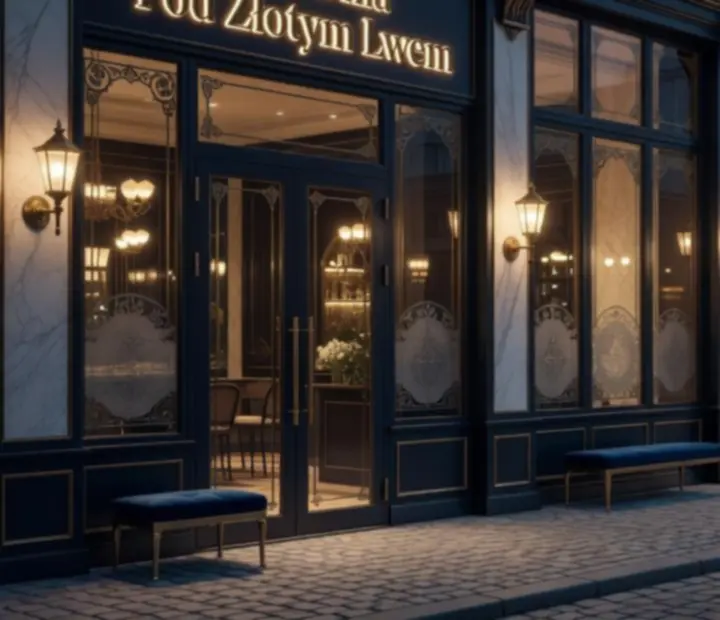 Ciemne, eleganckie wnętrze restauracji z przygotowanym stołem na wieczór pokerowy